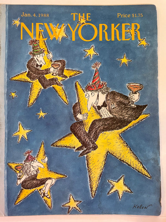 January 4, 1988 - COMPLETE ISSUE of The New Yorker Magazine - New Year's Eve - artist Ed Koren
