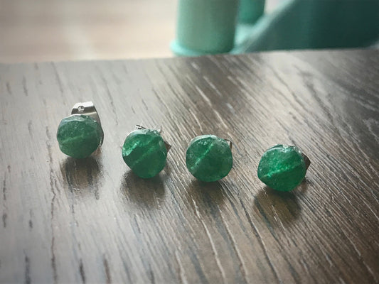 Handmade green aventurine tiny stud earrings