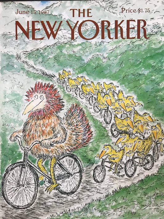 June 15, 1987 - The NEW YORKER Magazine original cover - bike riding, bicycling, by artist Ed Koren
