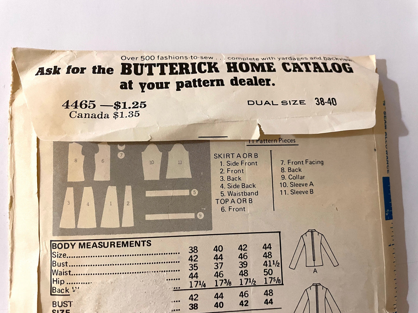 RARE! Very old UNCUT Vintage Sewing Pattern - Butterick 4465 - Women's Dress, Sizes 38-40