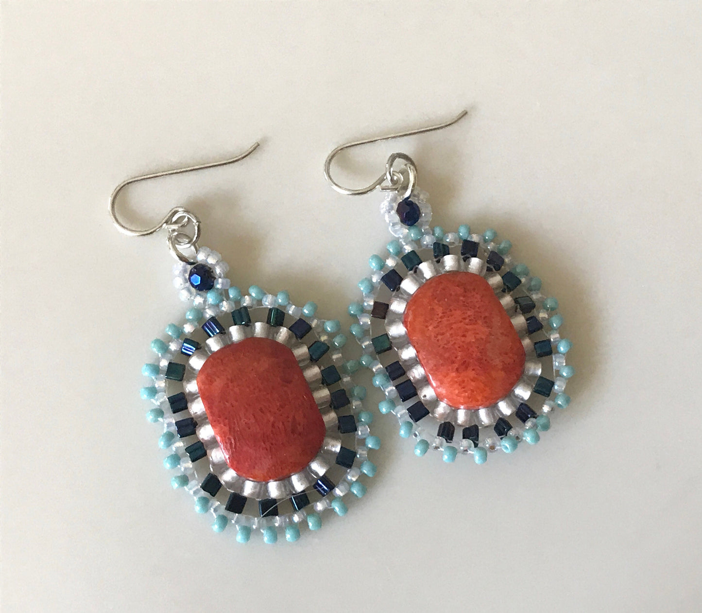 Handmade crystal and beadwork earrings
