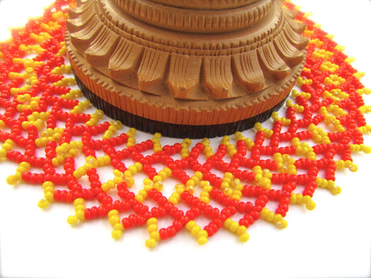 Hand beaded vintage artisan necklace - happy color combo yellow and orange (you've GOT to smile when you wear this :)