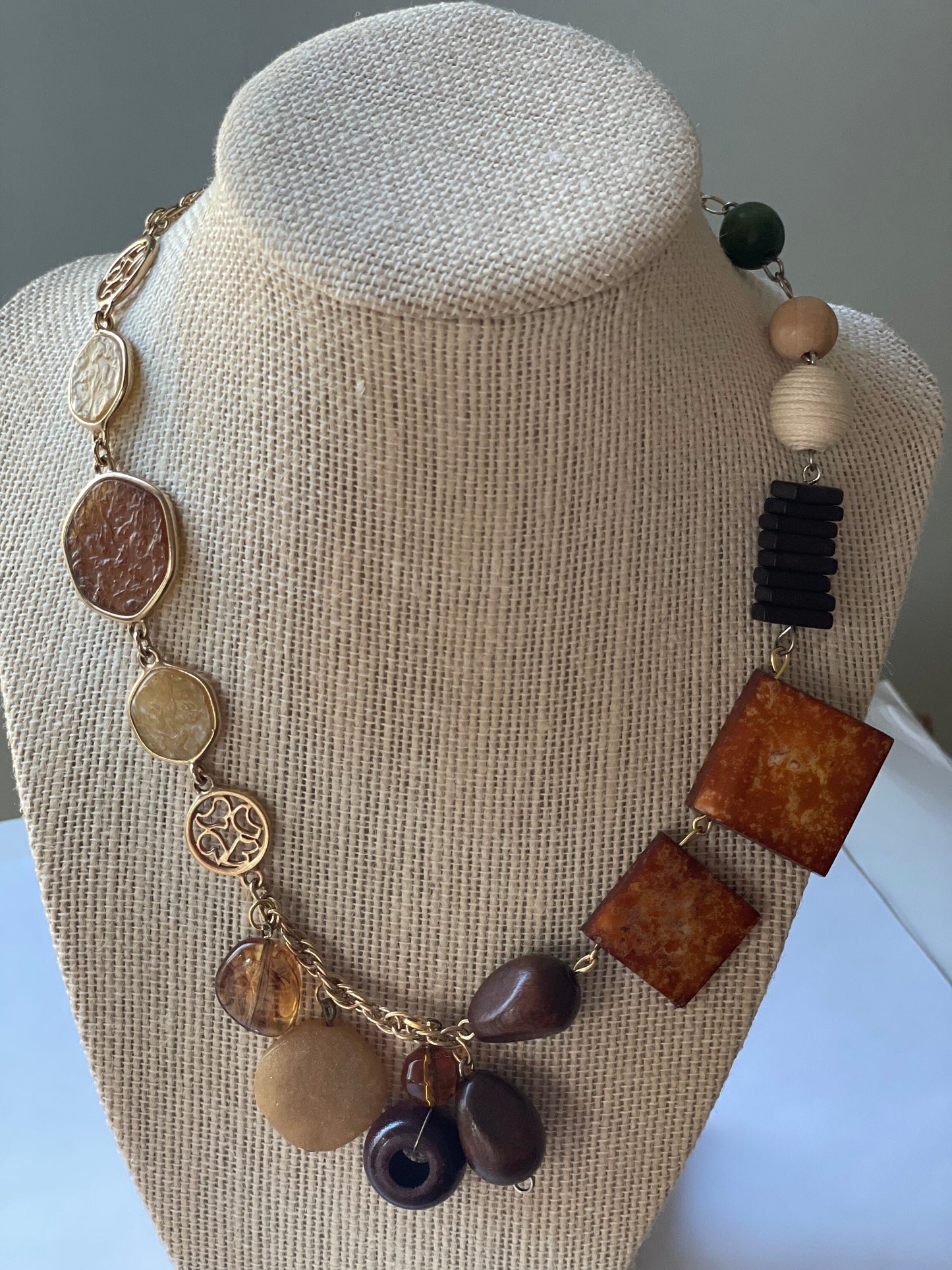 Unique, one-of-a-kind artisan mixed material necklace