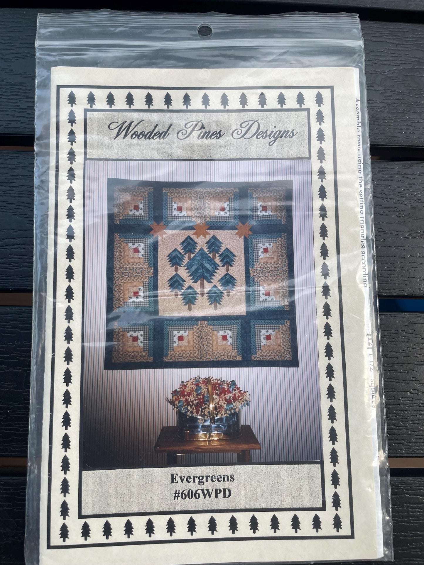 RARE UNCUT Sewing Pattern - Wall Hanging Wooded Pines Designs ~ "Evergreens" 37.5 x 37.5" Wall hanging pattern (#606WPD) 1998