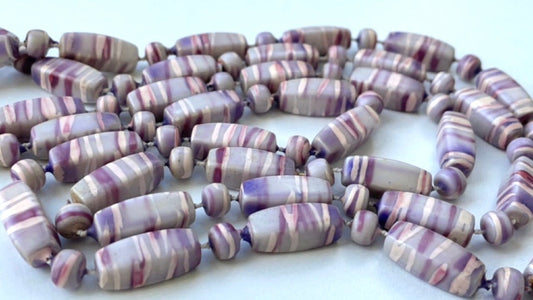 Very unique vintage necklace swirls of color - light purple, cream