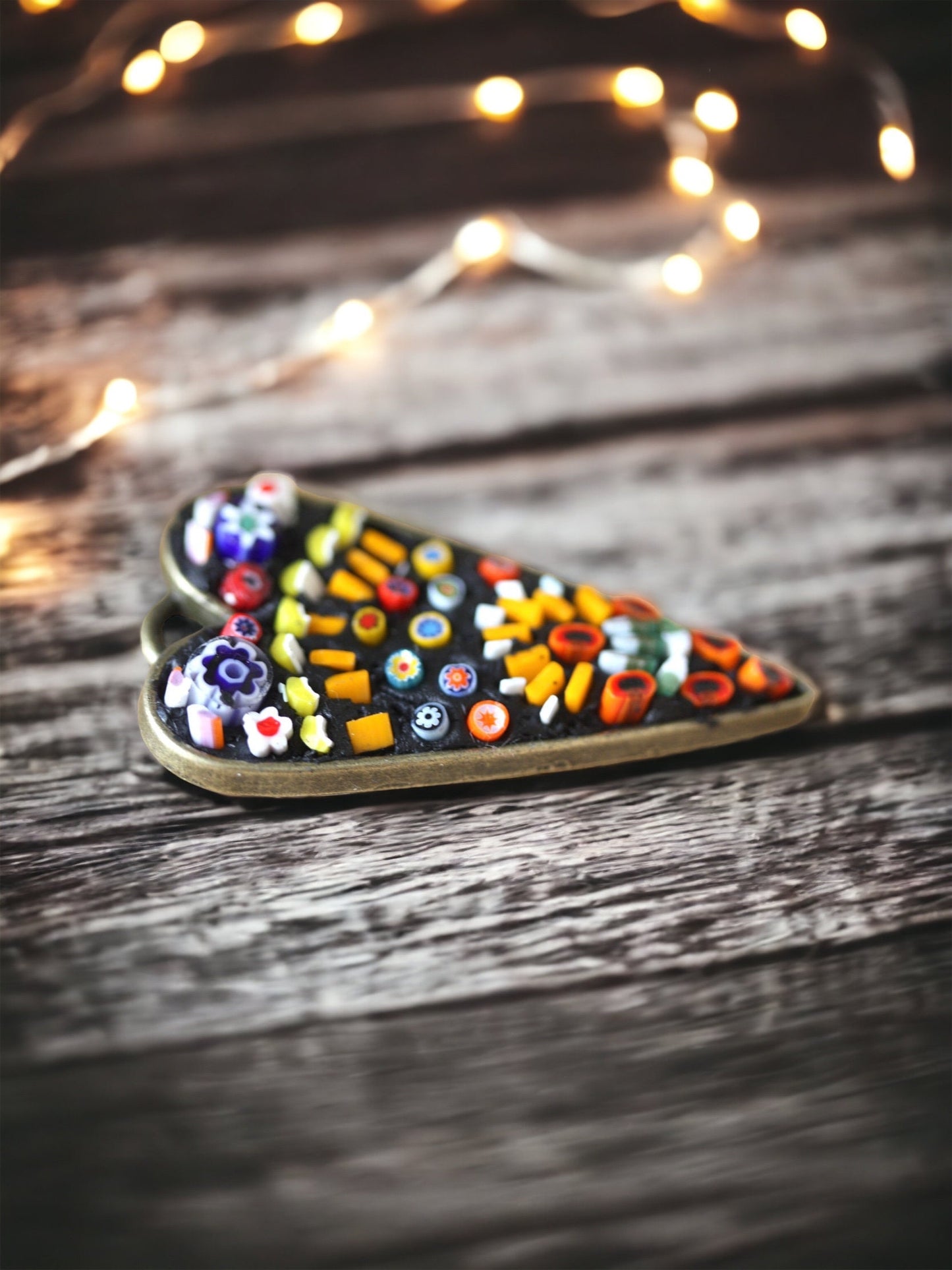 My handmade mosaic heart necklace - mosaic made with tiny millefiori glass