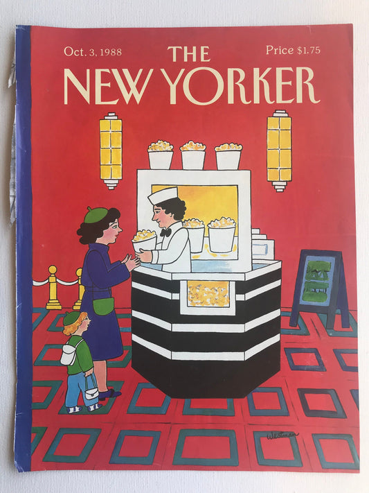 NEW YORKER Magazine cover - October 3, 1988 - movie theater, Good condition -