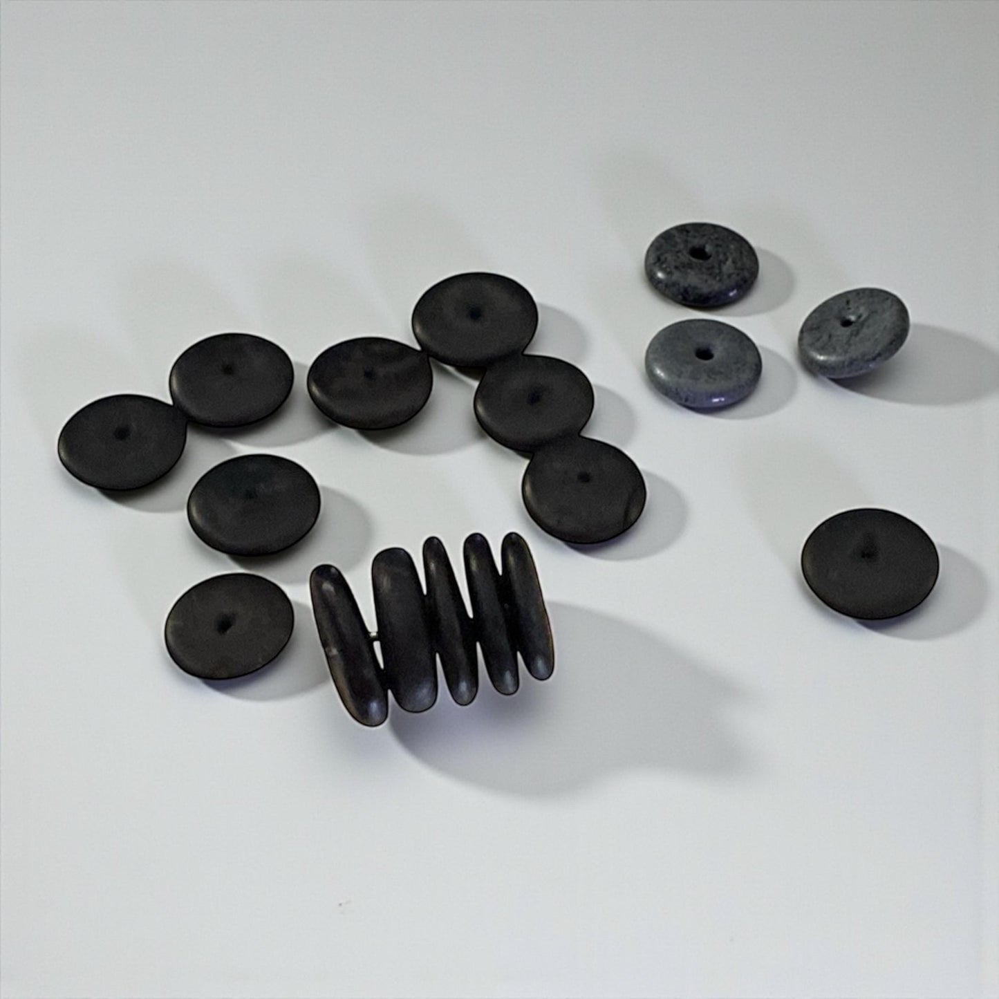 Vintage Dark Wood Heishi-Style Beads – Flat Round Rustic Spacer Beads for Jewelry Making