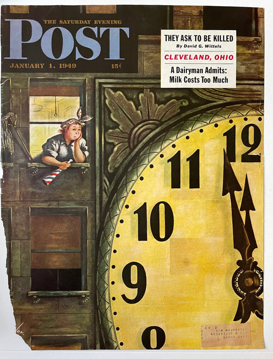 RARE - Saturday Evening Post - Original Cover - January 1, 1949 - New Year's
