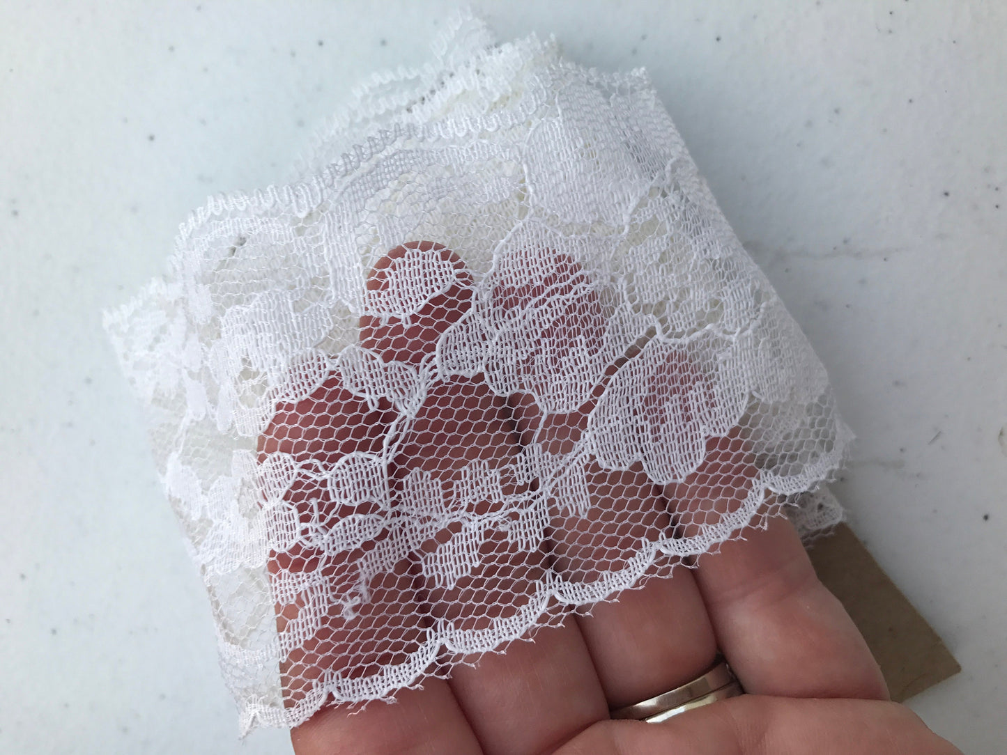 Wide (2 and one-half inches wide) vintage white lace - by the yard