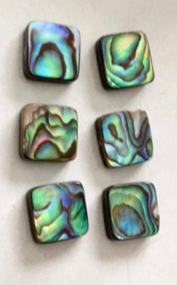 Square Abalone Stud Earrings: Ocean Hues - Pierced, 10mm