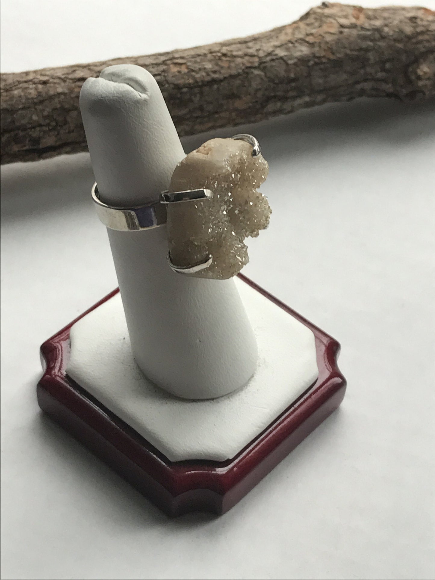 Stunning and unique adjustable vintage Druzy Gem Crystal Mineral Geode ring