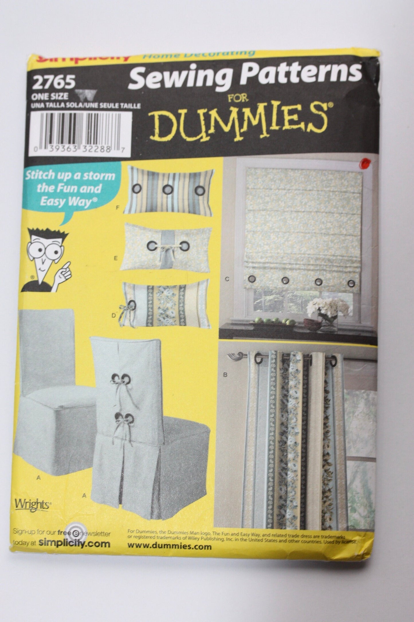 UNCUT Sewing Pattern - Simplicity 2765 Home Decorating Sewing Patterns for Dummies Sewing Pattern - Pillows, Roman Shades and Chair Cover