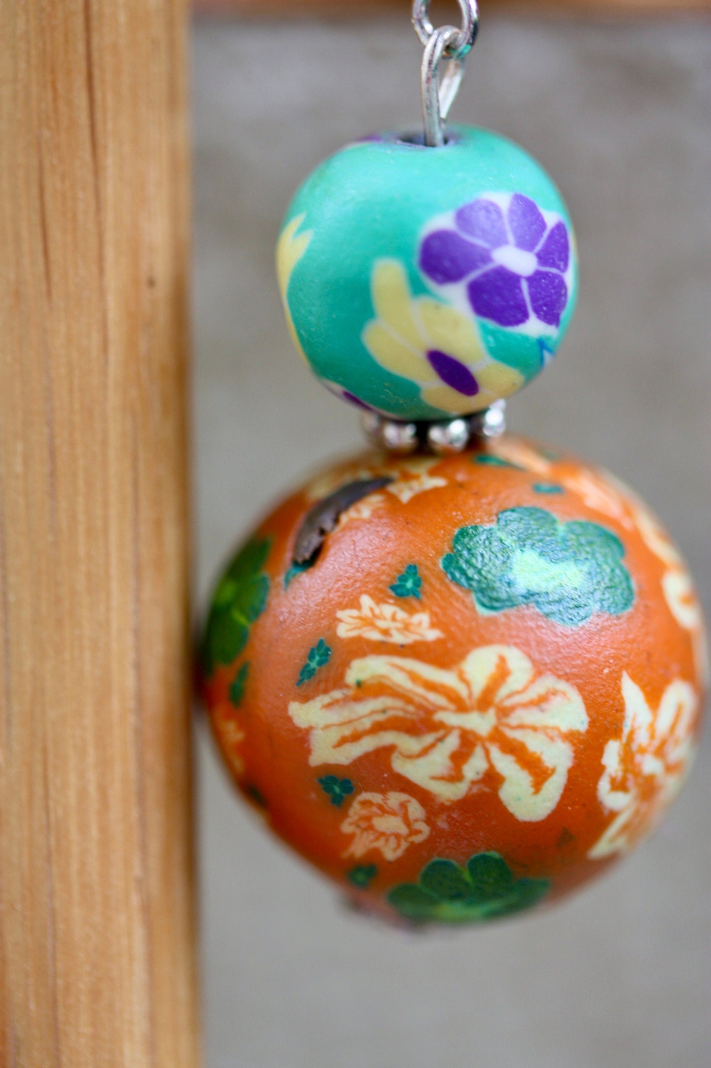 Dangle earrings hand made with vintage Polymer clay millefiori beads - mix and match to make a pair - mismatched earrings