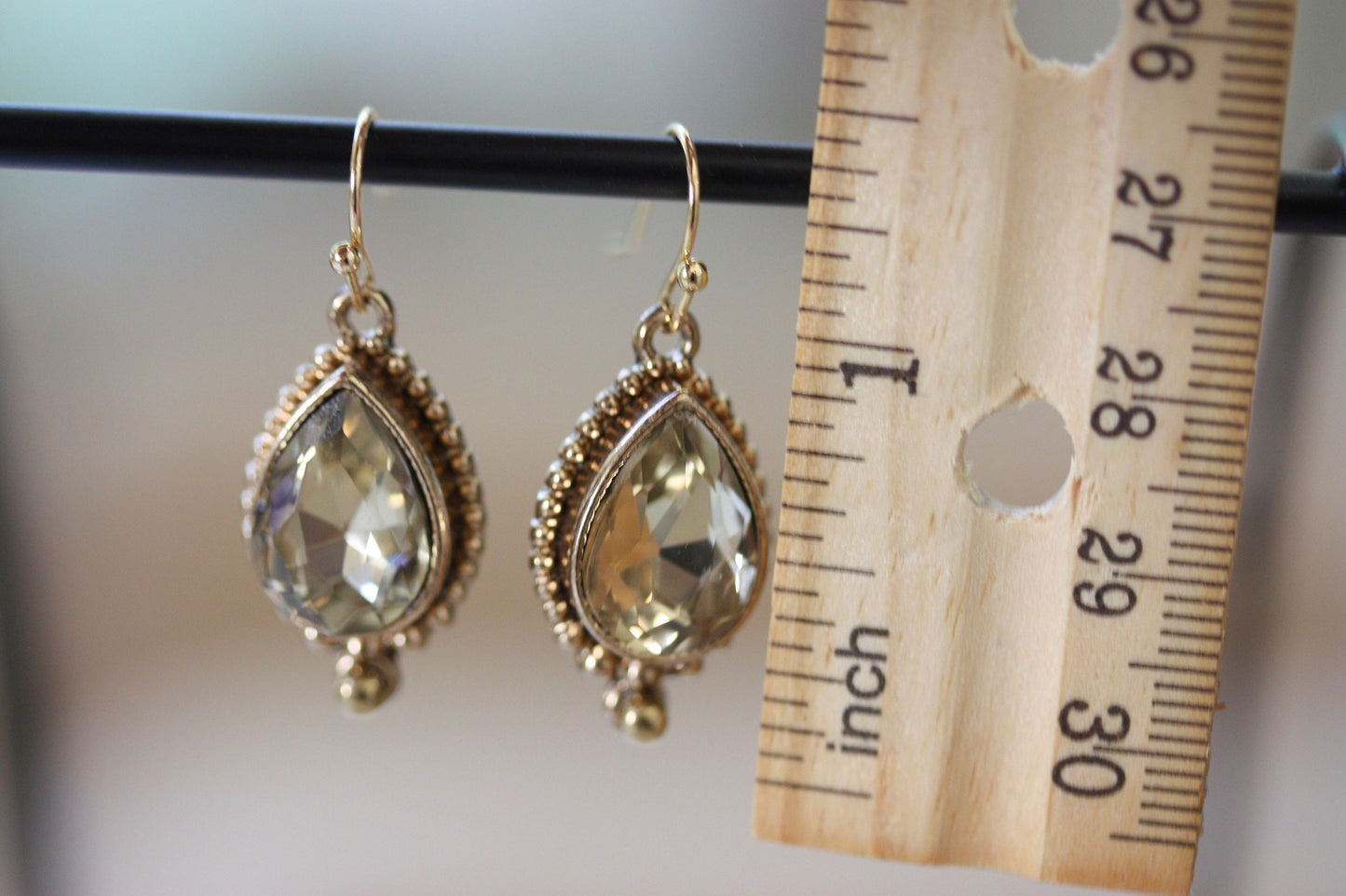 Stunning light goldtone faceted upcycled crystal  earrings - wedding jewelry, dressy earrings