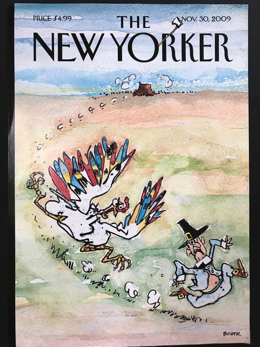 NEW YORKER Magazine cover - November 30, 2009 - pilgrim, turkey, Thankgiving