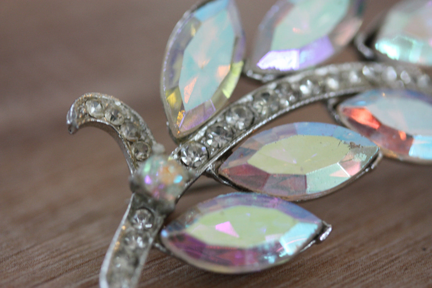 Unique vintage AB glass rhinestone signed WEISS pin