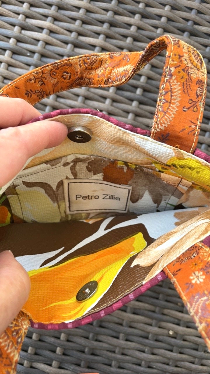 Embroidered Handbag - Petro Zillia Bag With Decorative Embroidery & Pocketed Lining