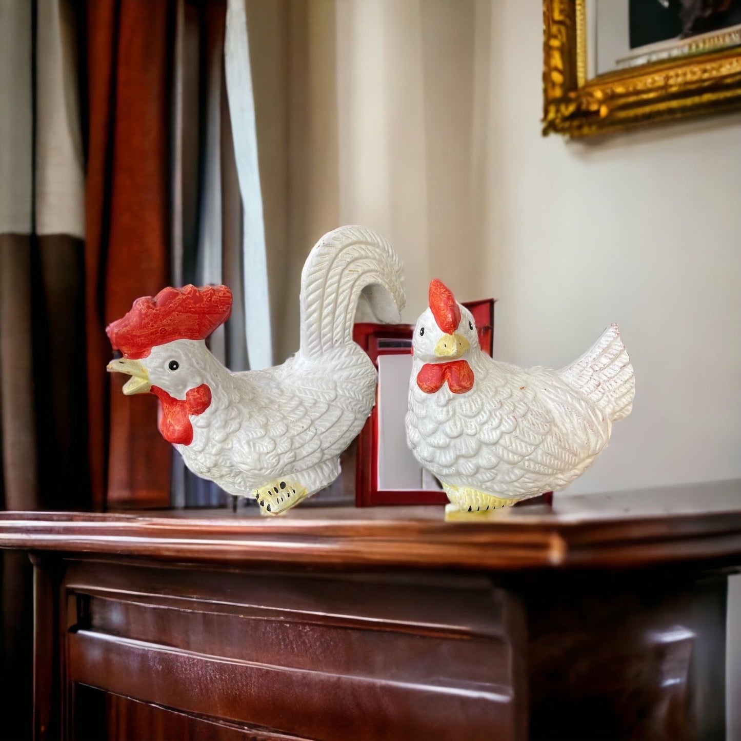 Fabulous vintage ceramic roosters - unsigned