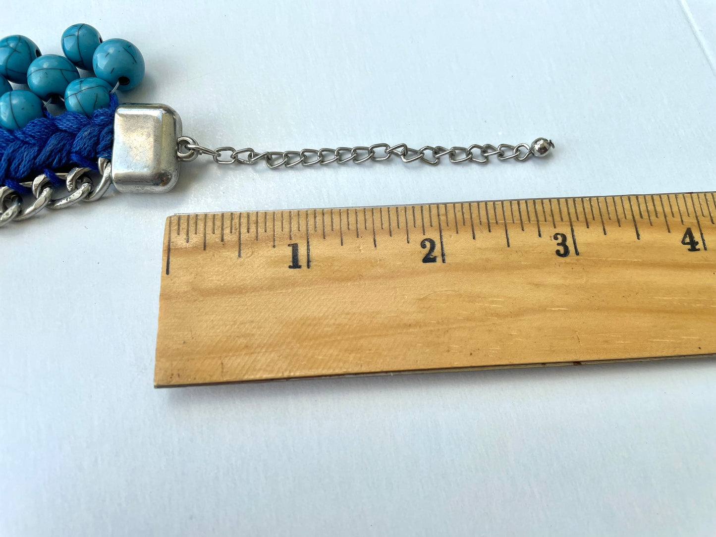 Stunning vintage handmade beadwork necklace - shades of blue