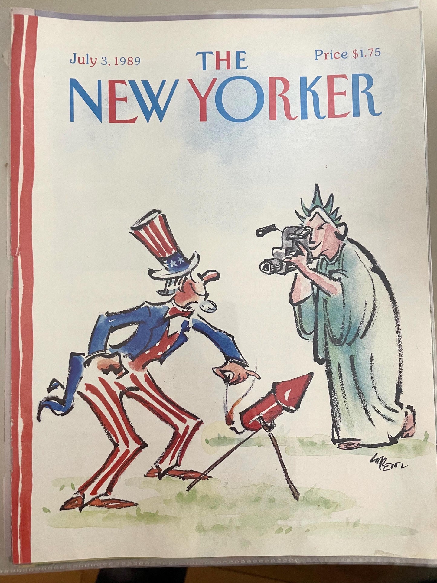 July 3, 1989 - The NEW YORKER Magazine original cover - patriotic - Uncle Sam and the Statue of Liberty, July 4, Independence Day