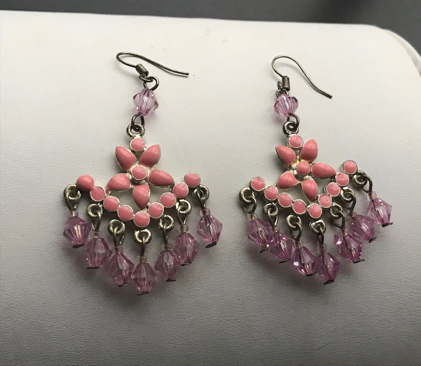 Chandelier style cute pink vintage dangle earrings