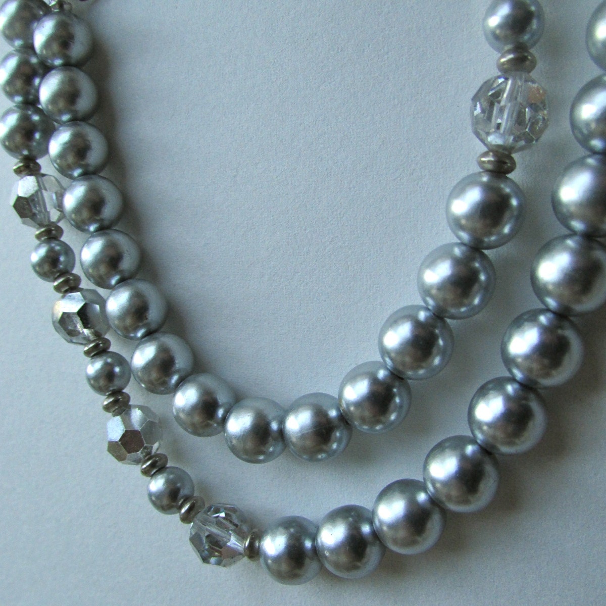 Silver pearl and crystal stunning vintage necklace