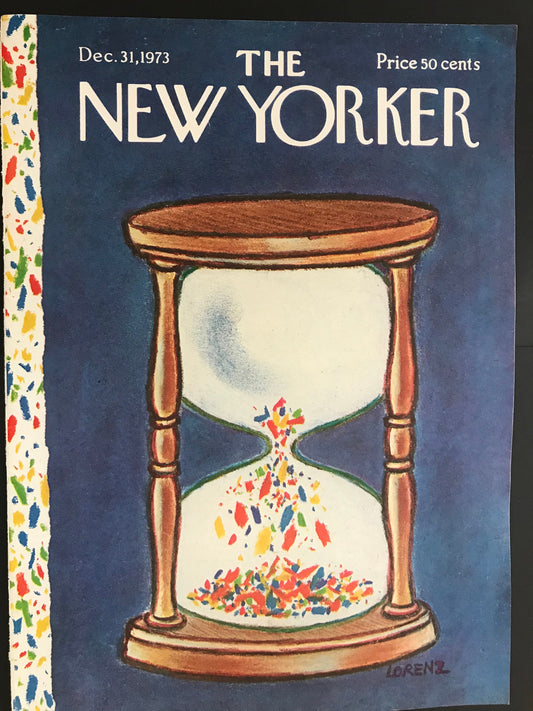 December 31, 1973 The NEW YORKER Magazine original cover by Lee Lorenz - time, New Years Eve, countdown