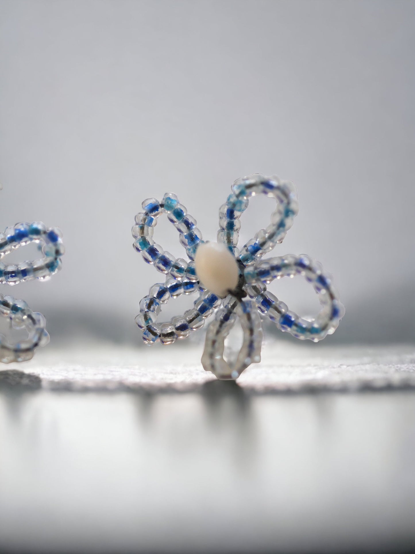 French beaded flower stud earrings