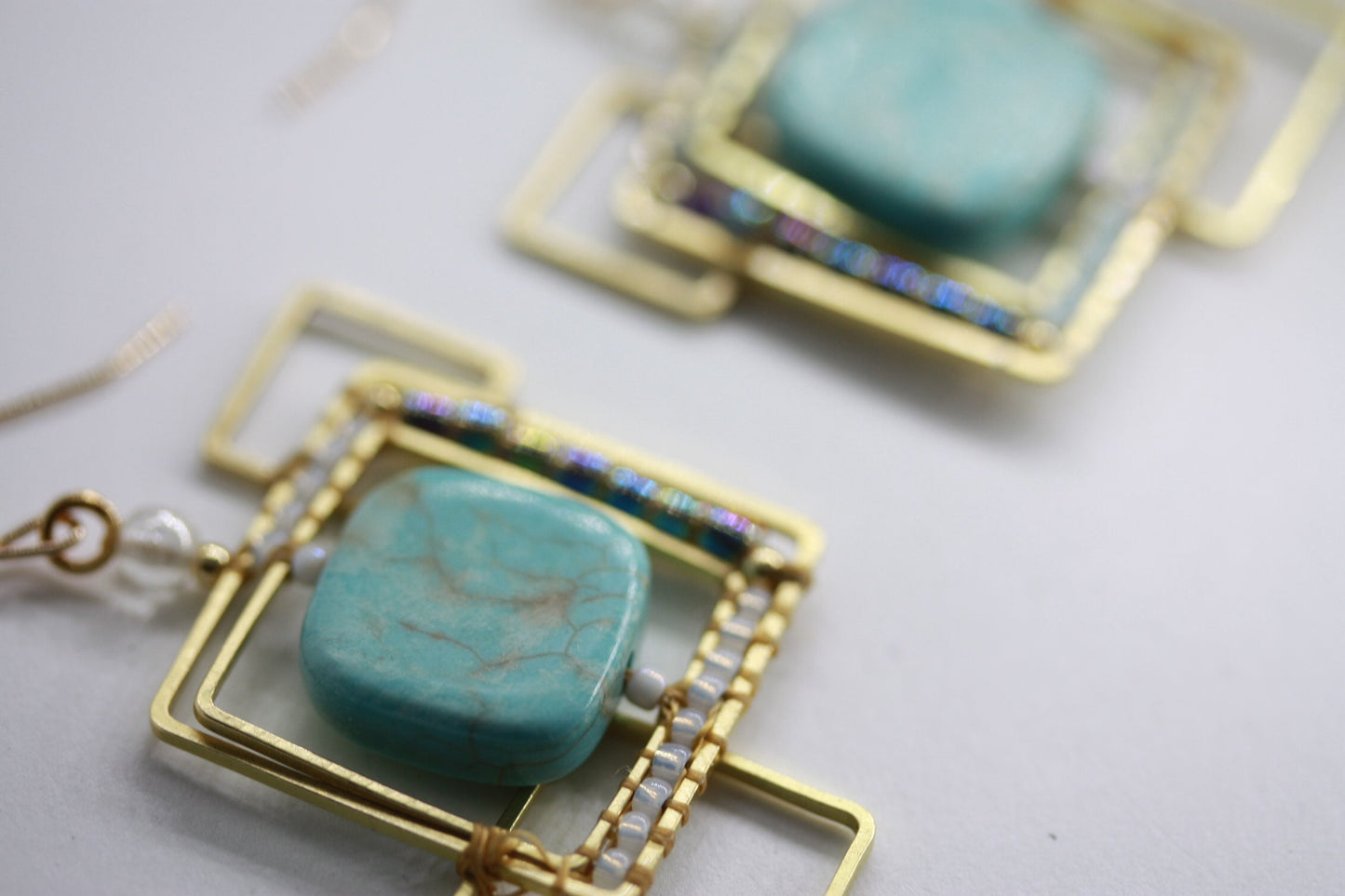 Uniquely modern art handmade beadwork earrings - part of my original "Shapes" series