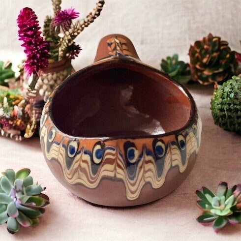 Vintage Mid Century Modern redware or terracotta? pottery from Bulgaria - gourd shaped - Sauce Bowl? PLEASE READ DESCRIPTION
