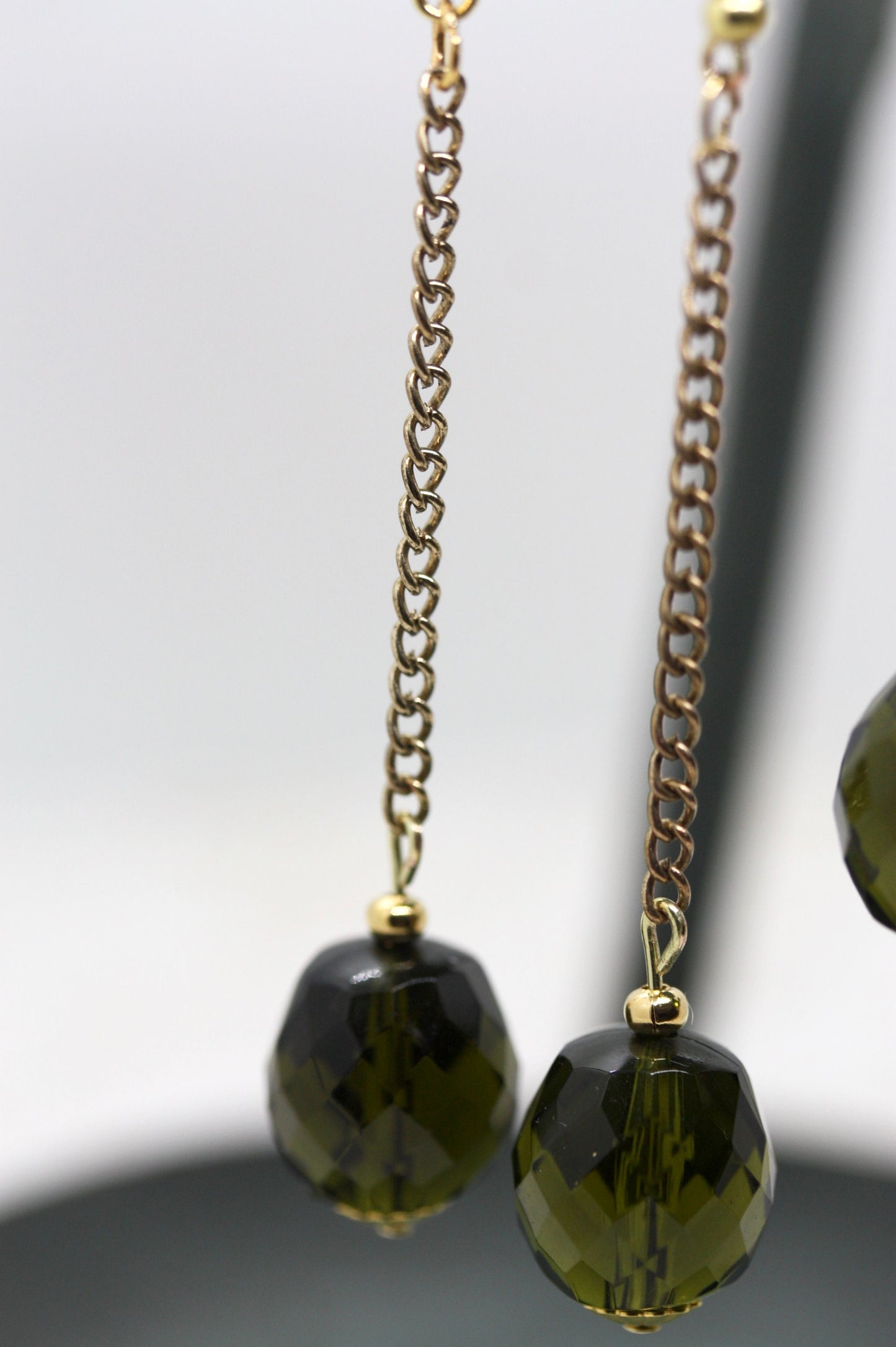 Your choice of faceted  green glass dangle earrings
