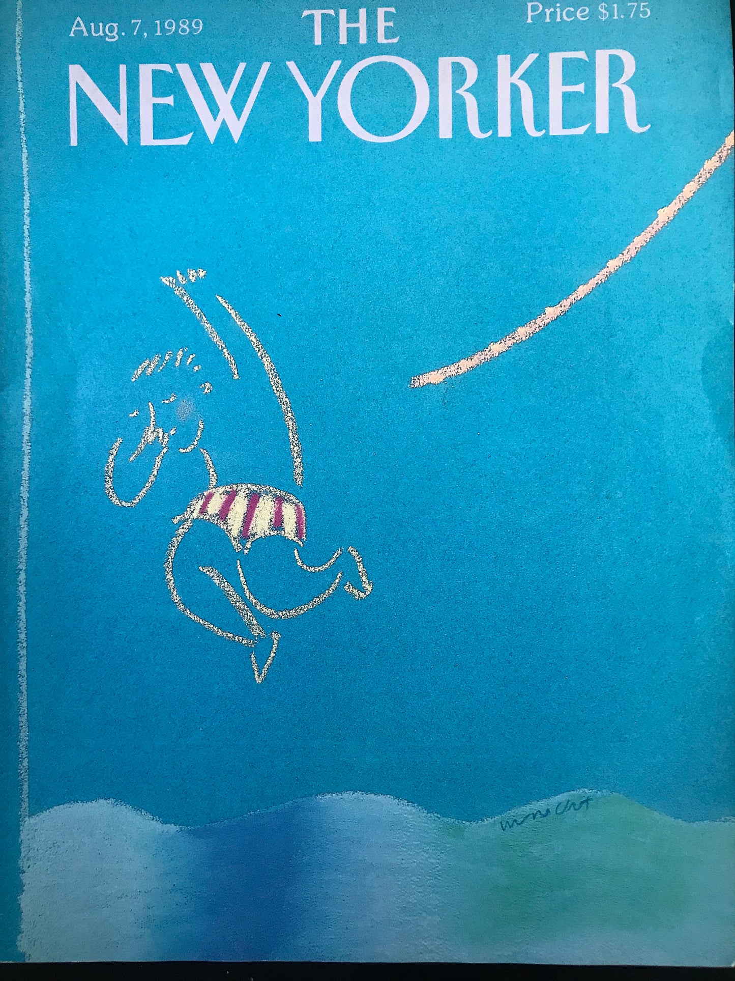 August 7, 1989 - The New Yorker Magazine - jumping in the water - Cover only