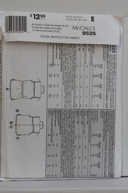 UNCUT Sewing Pattern - Vintage Sewing With Nancy McCall’s vest pattern 9525  - Sizes 8-22