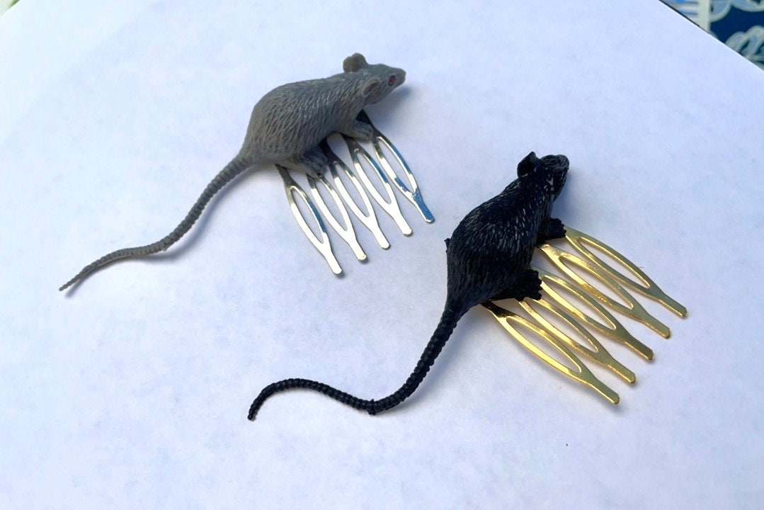 Fun Halloween rat jewelry your choice of hair pins, combs or ring - scary, spooky fun Halloween jewelry, costume, accessories -mouse, mice