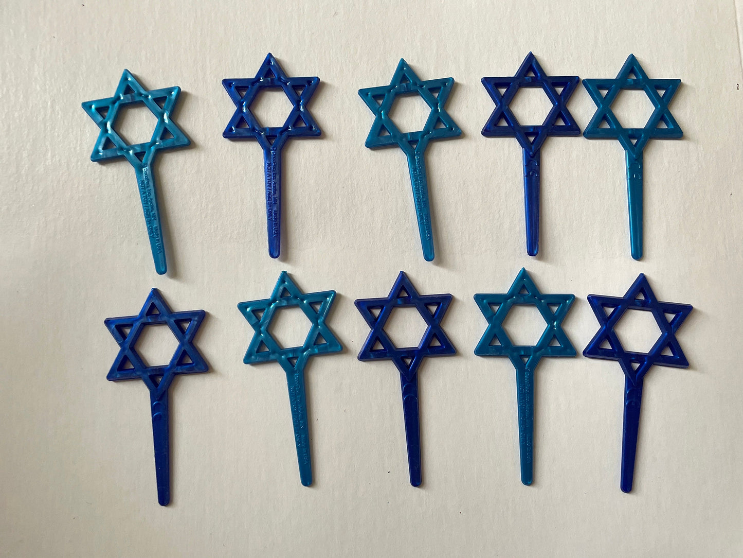 Jewish star cake toppers - light blue and dark blue