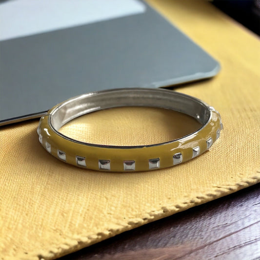 Yellow enamel vintage clamper bracelet