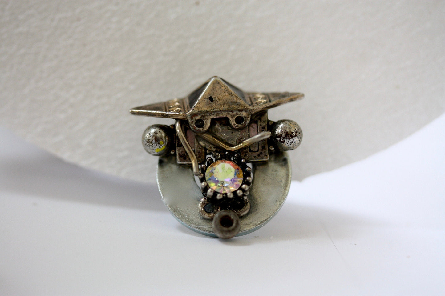 Handmade, one-of-a-kind assemblage art - refrigerator magnet