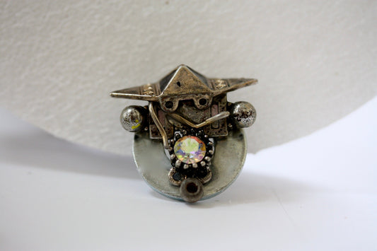 Handmade, one-of-a-kind assemblage art - refrigerator magnet