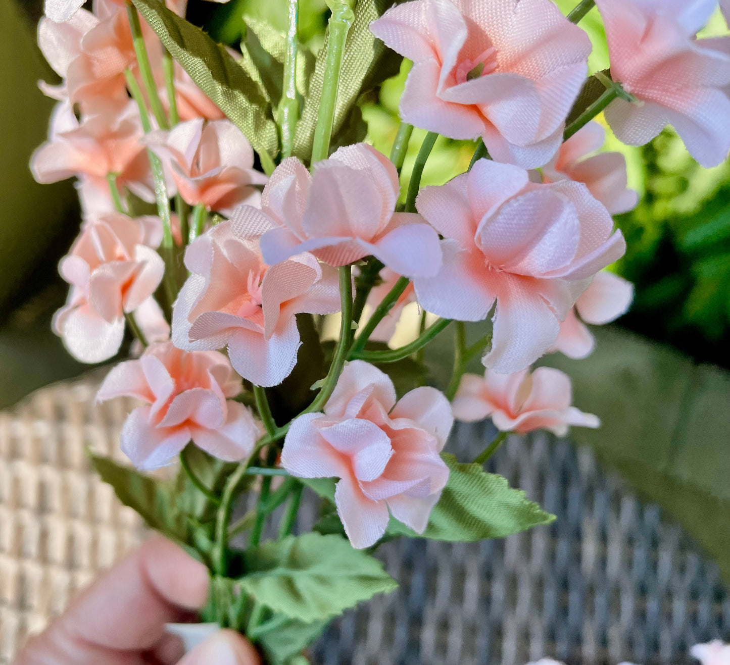Vintage stems of stunning silk peachy pink faux flowers