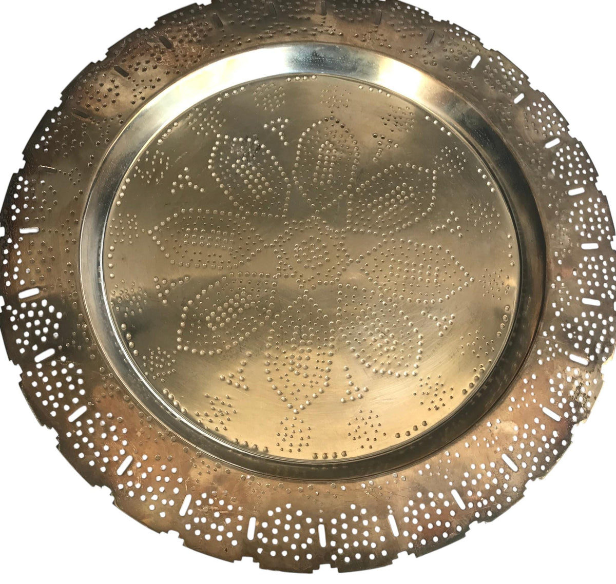 Paola Navone x Egizia Pierced Metal Tray | Designer Floral Serving Tray | Italian Design Decorative Charger