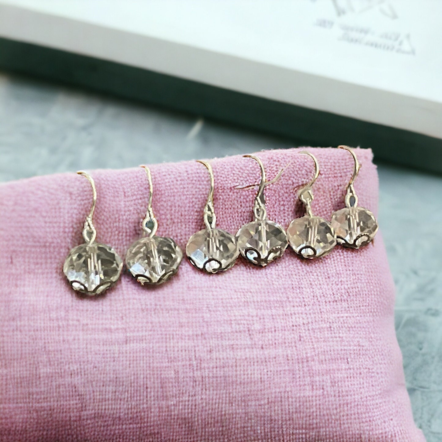 Clear crystal faceted drop dangle earrings - approx. 1"