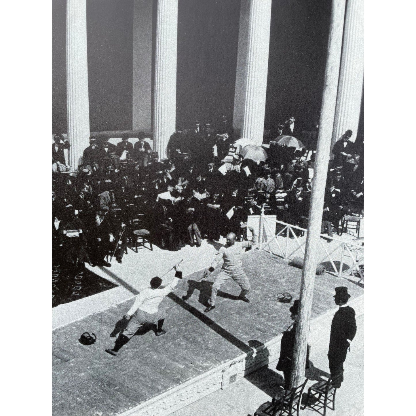 Vintage Olympics - 1896 Fencing competition attended by the Greek Royal Family - print from a vintage book - Olympic athlete - Fencing