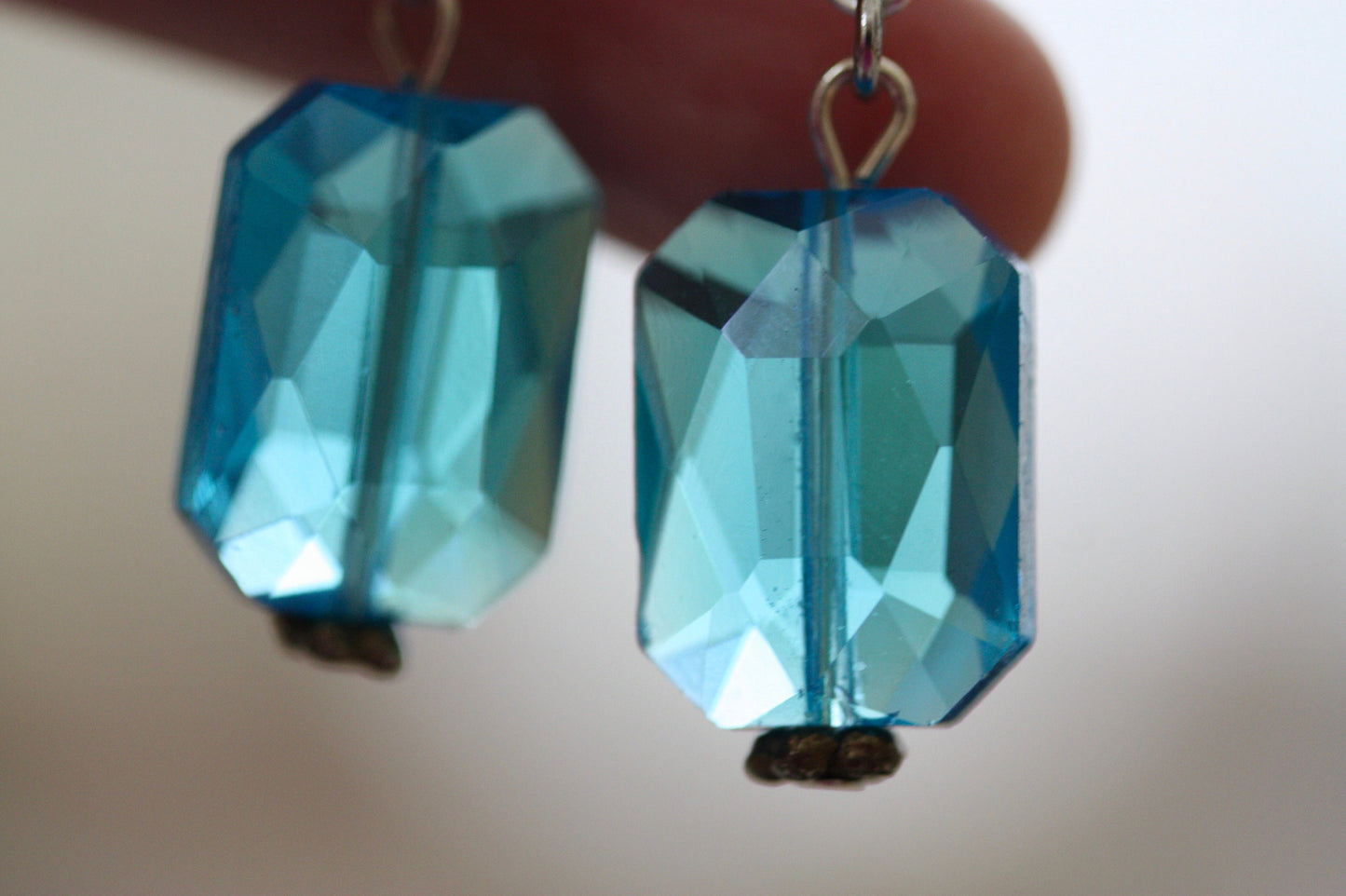 Subtle sparkly glitz handmade blue topaz-style crystal drop earrings