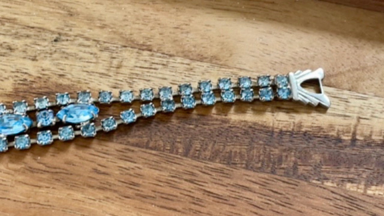 Light blue rhinestone vintage bracelet