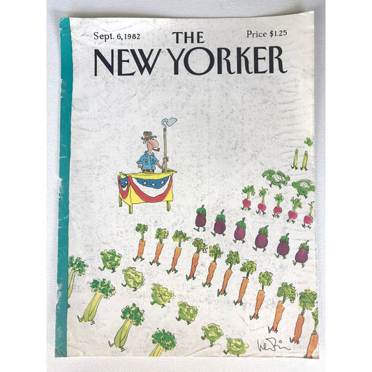 NEW YORKER Magazine cover - September 6, 1982 - vegetable parade