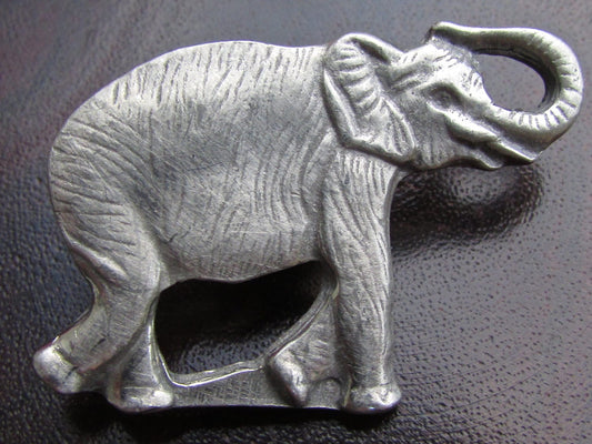 Vintage signed Canada pewter carved elephant lapel pin