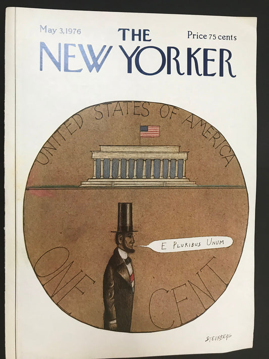 May 3, 1976 - The NEW YORKER Magazine original cover - Abraham Lincoln, penny, one cent
