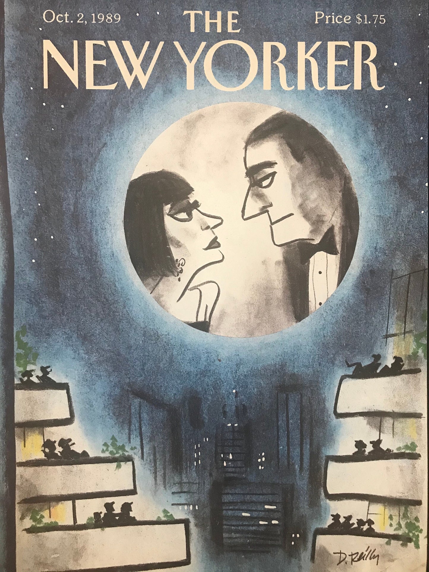 October 2, 1989 - The NEW YORKER Magazine original cover - outdoor movie