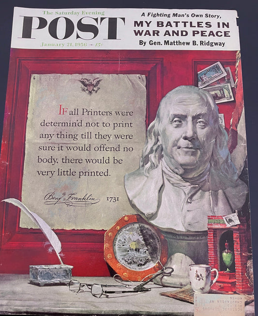 Saturday Evening Post - Original Cover - January 21, 1956 - Benjamin Franklin